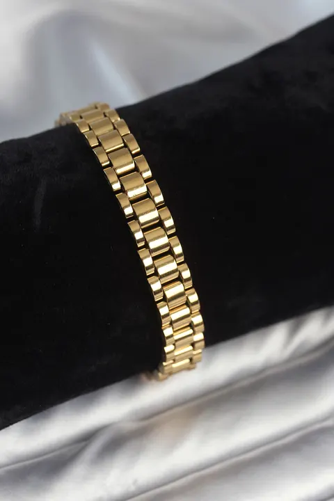 Tegan 316L Çelik Gold Renk 9 mm Kalınlık Erkek Bileklik TG27EB3770