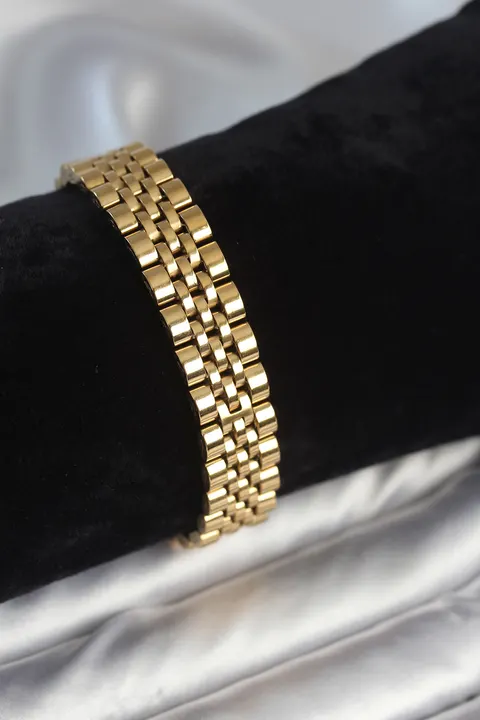 Tegan 316L Çelik 12 mm Kalınlıkta Gold Renkli Erkek Bileklik TG27EB3779