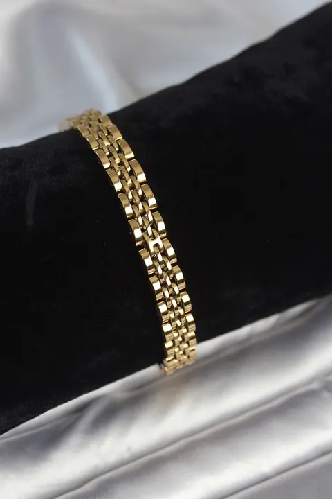 Tegan 316L Çelik 7 mm Kalınlıkta Gold Renkli Erkek Bileklik TG27EB3767
