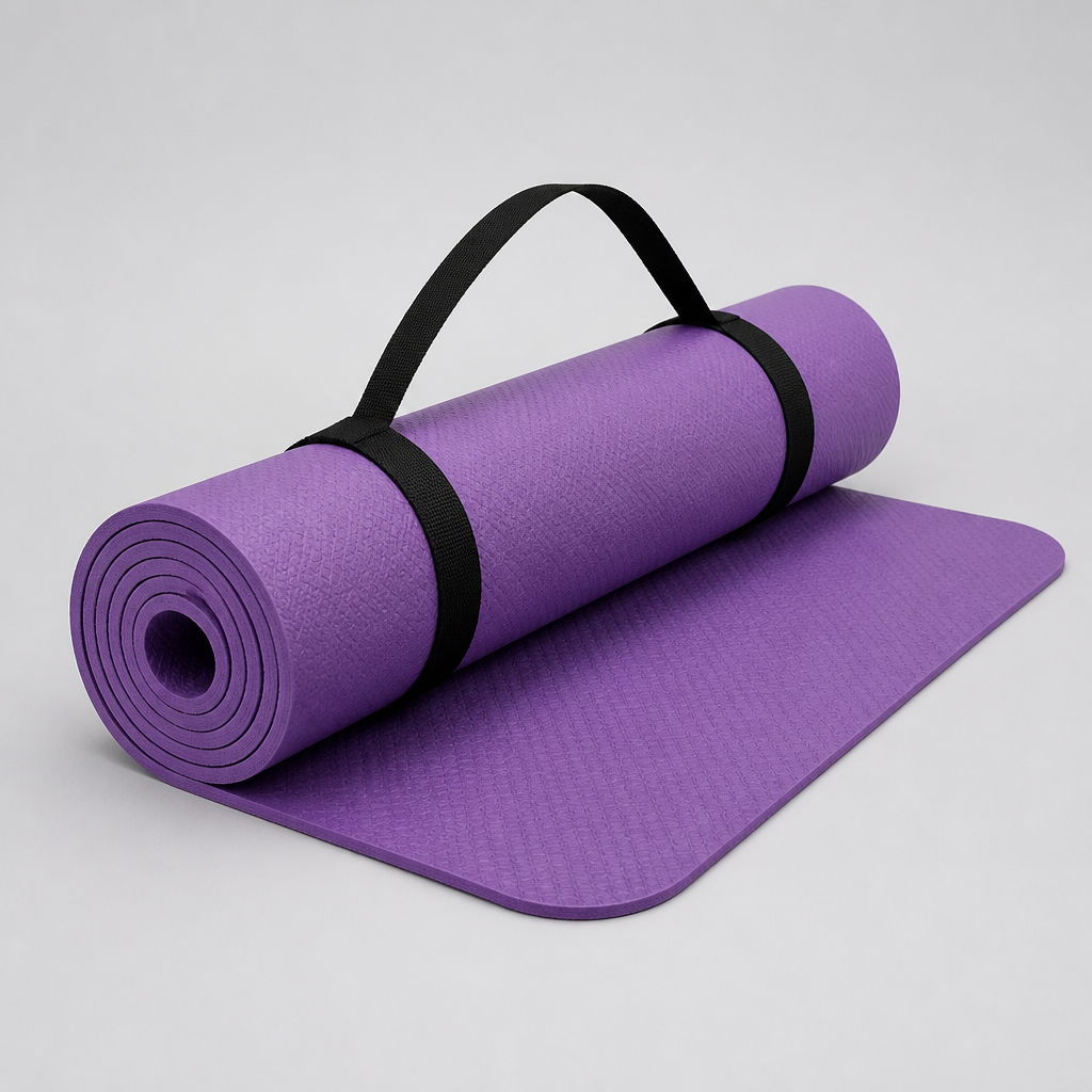 Yoga Matı 6 mm – Kaymaz TPE, Taşıma Askılı, Çift Taraflı – PUDRA