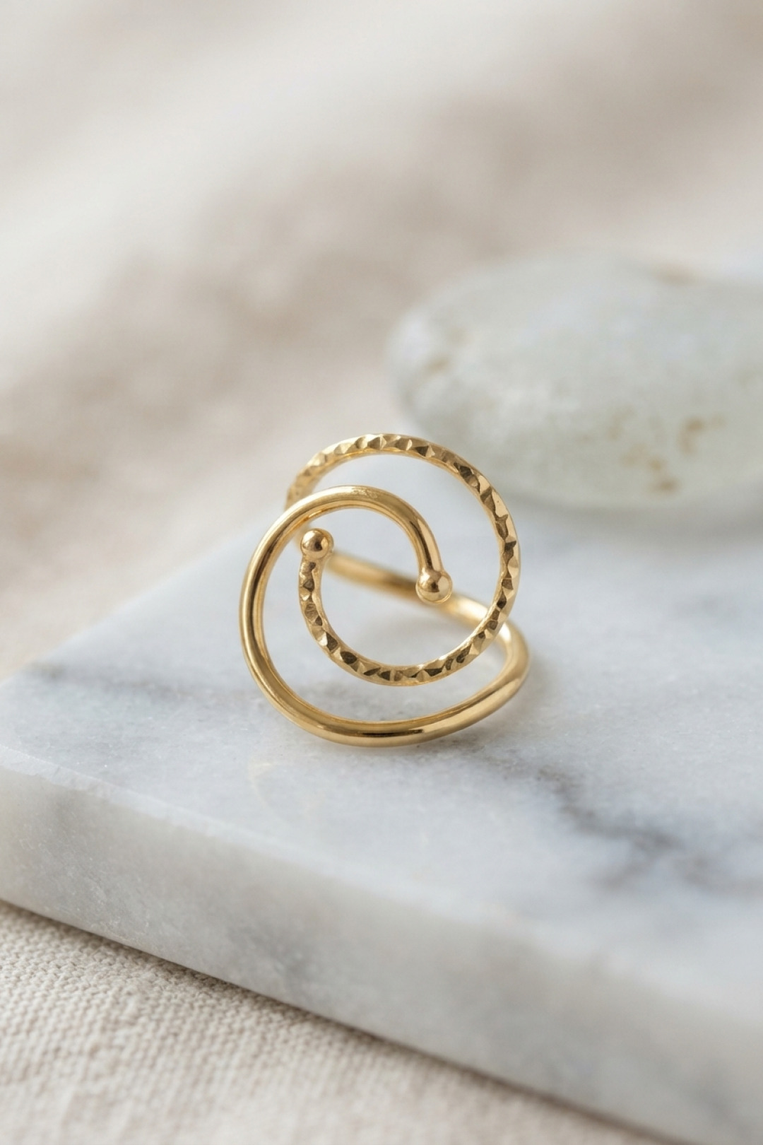 Tegan Gold Renk Geometrik Çift Halka Yüzük TG27BYK4207