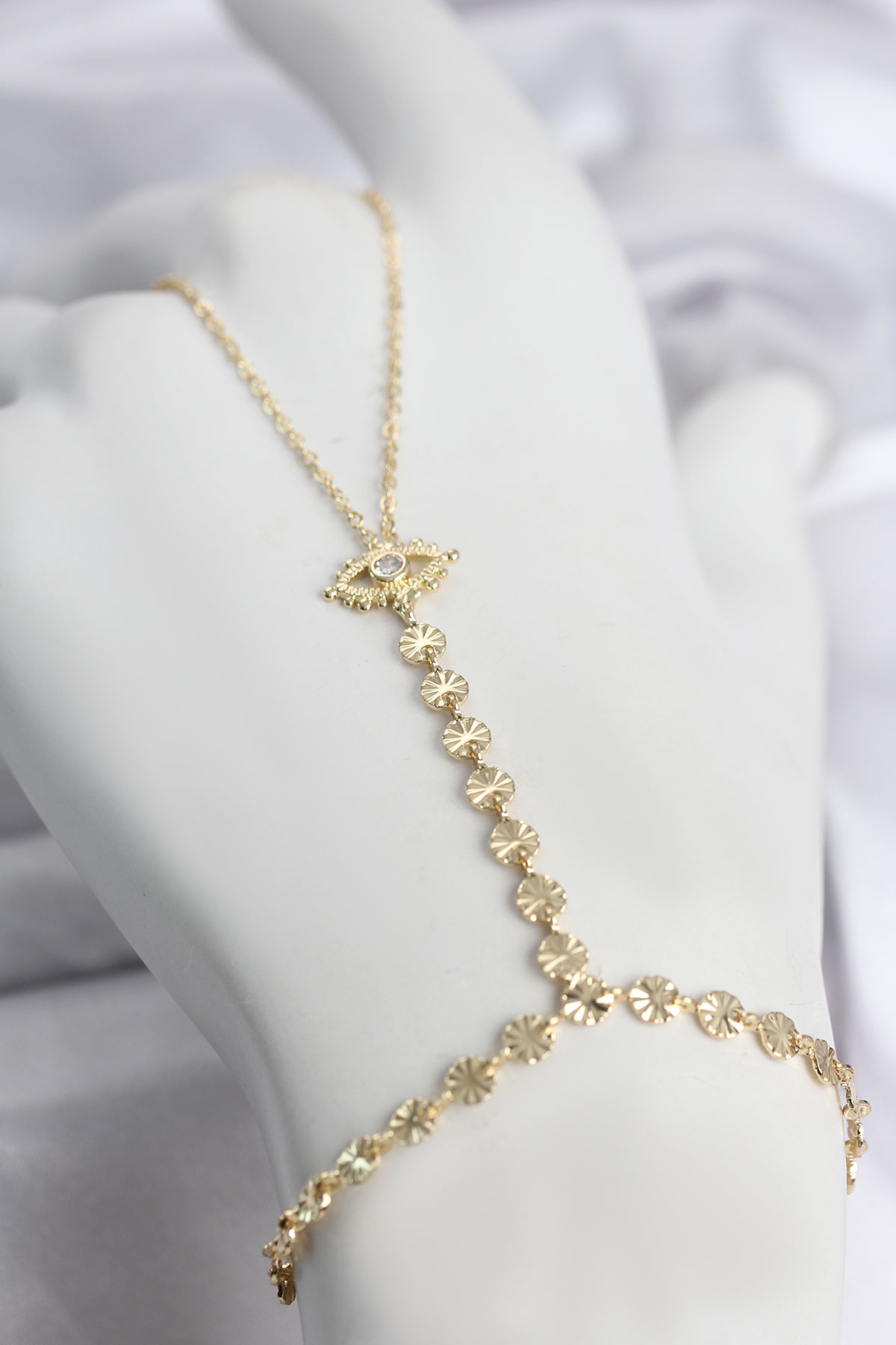 Tegan Gold Renk Pirinç Zirkon Taşlı Göz Model Şahmeran TG27SN779