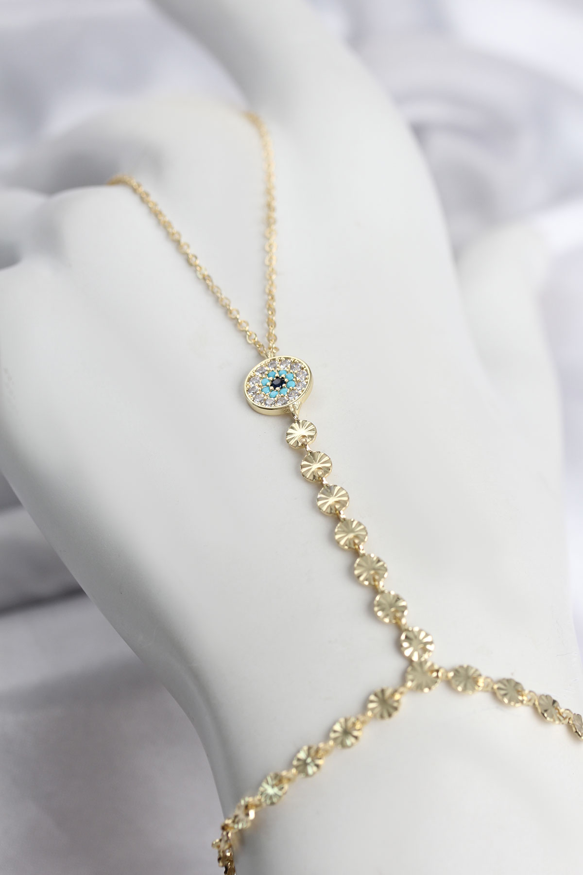 Tegan Gold Renk Pirinç Zirkon Taşlı Nazar Model Şahmeran TG27SN773