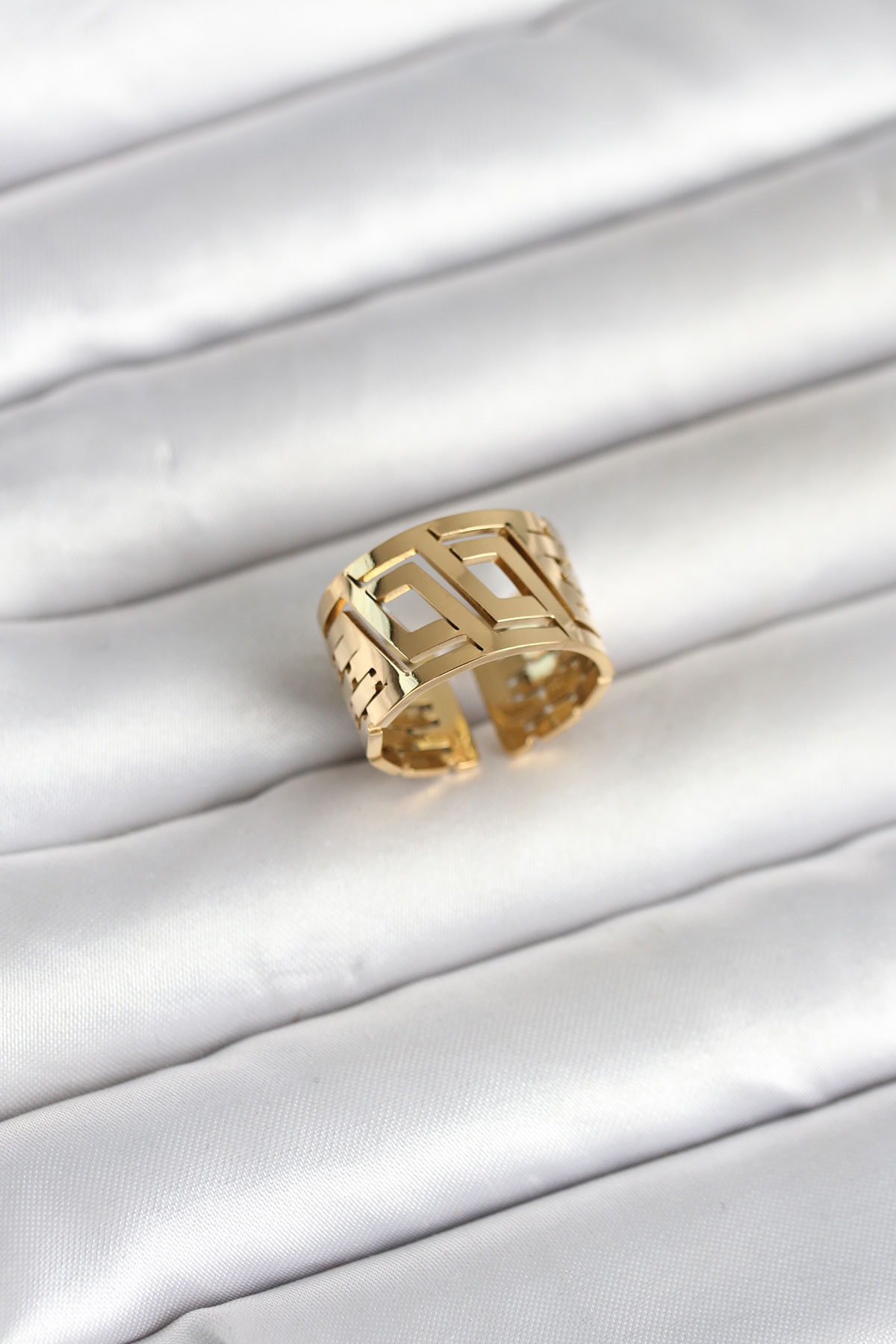 Tegan 316L Çelik Gold Renk Geometrik Model Kadın Yüzük TG27BYK4176