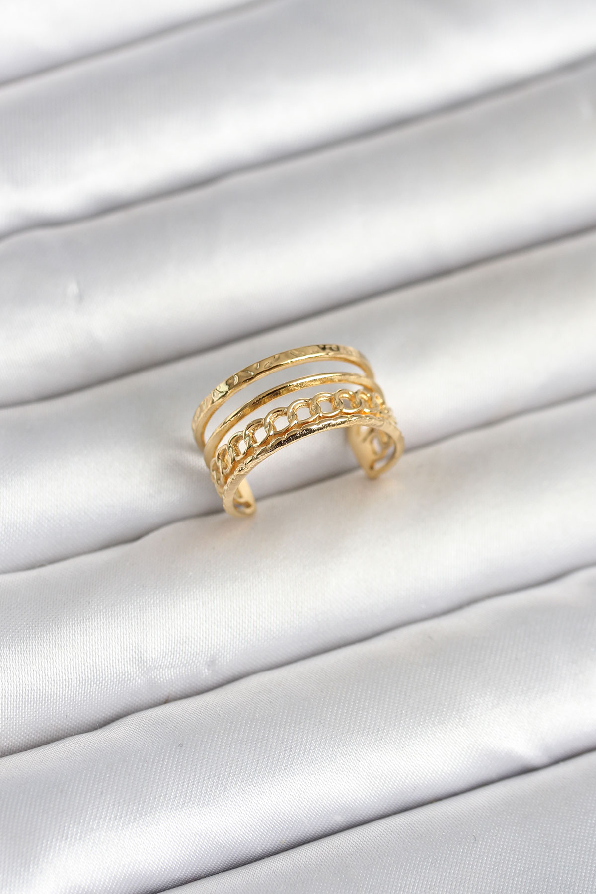Tegan 316L Çelik Gold Renk Zincirli Vintage Model Kadın Yüzük TG27BYK4170