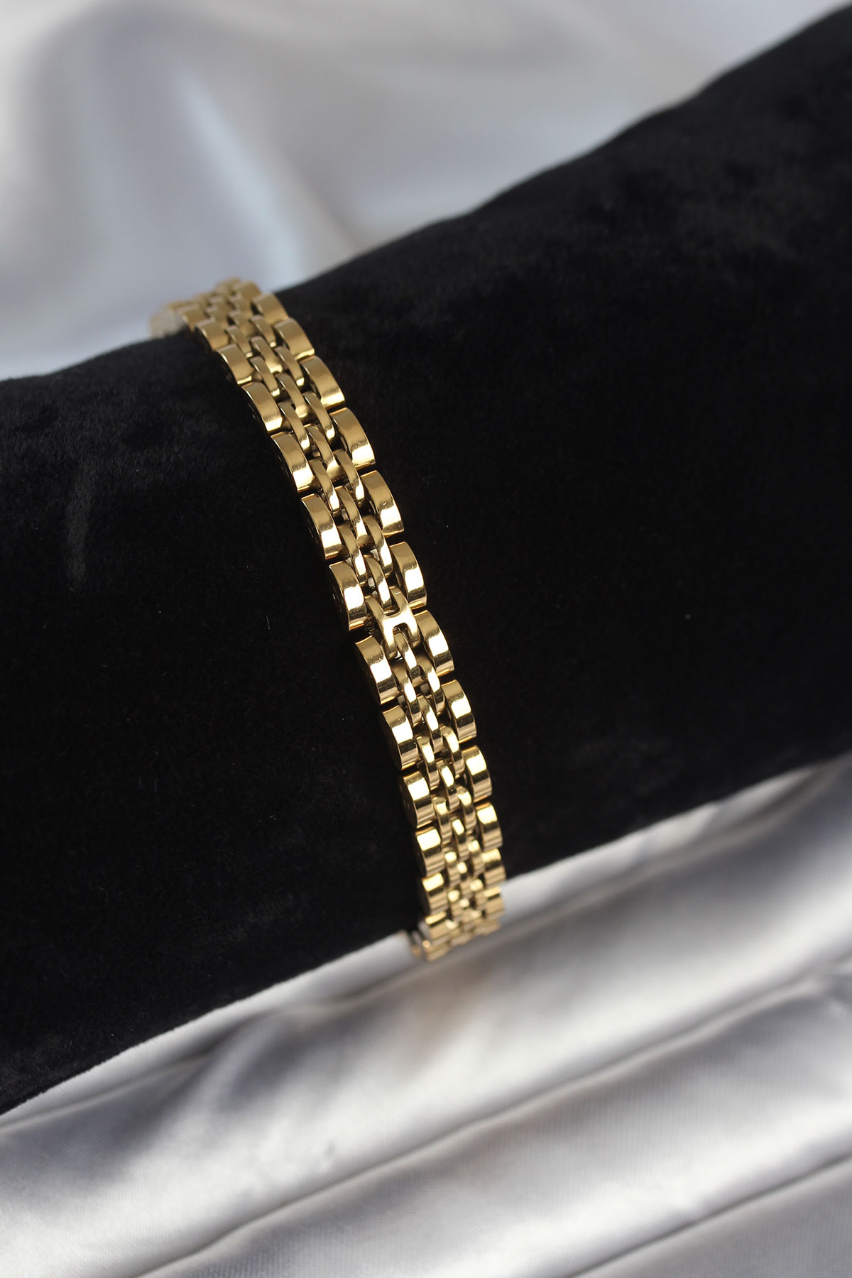 Tegan 316L Çelik 7 mm Kalınlıkta Gold Renkli Erkek Bileklik TG27EB3767
