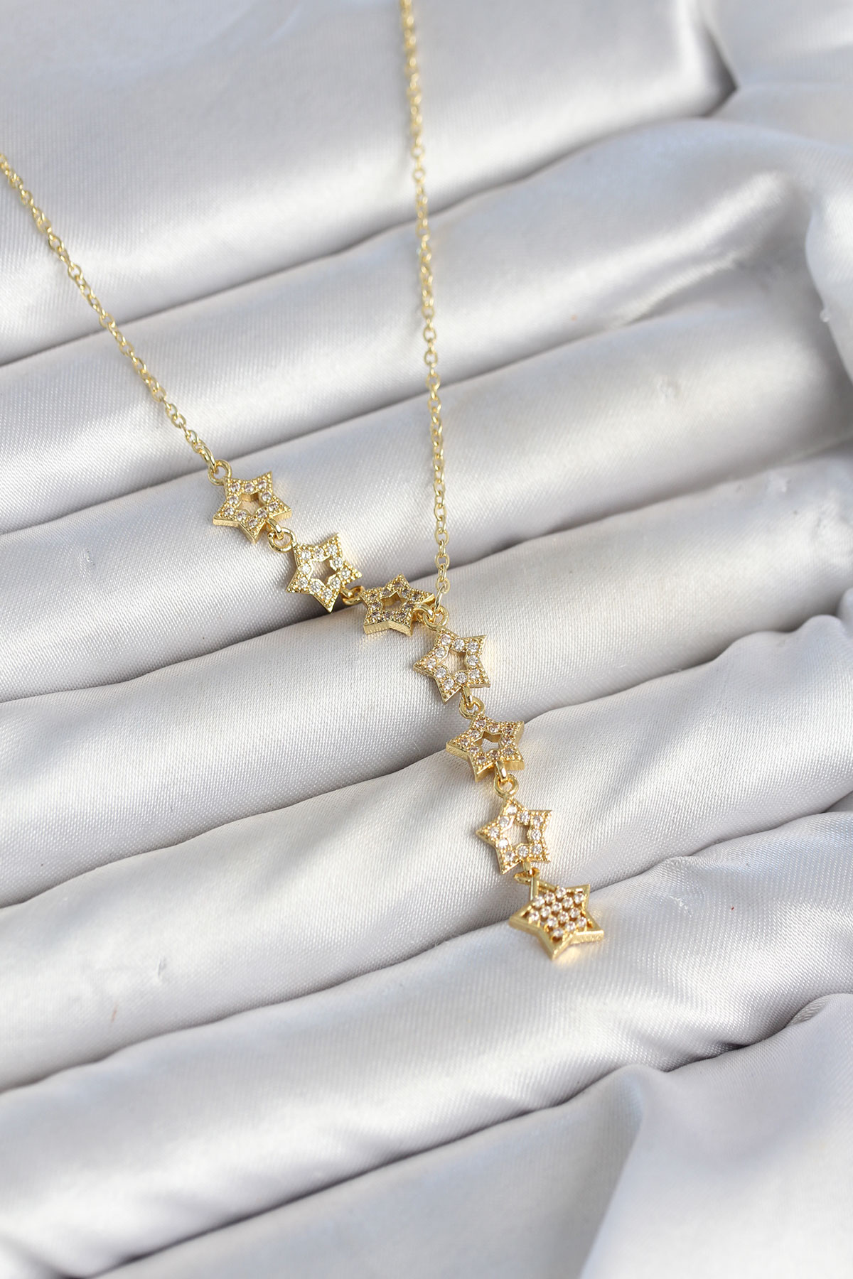 Tegan 316L Çelik Yıldız Model Gold Renk Zirkon Taşlı Kadın Kolye TG27BKO11131