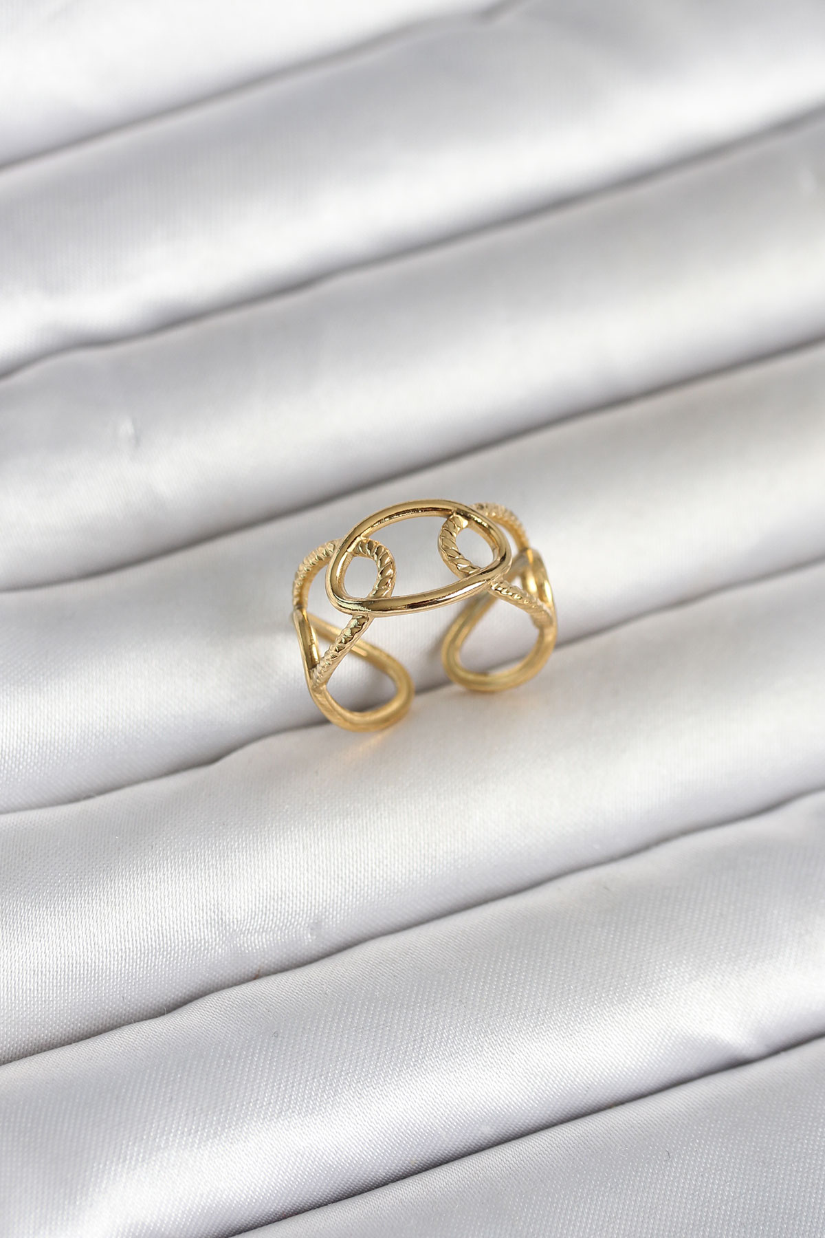 Tegan 316L Çelik Gold Renk Zincir Model Kadın Yüzük TG27BYK4177