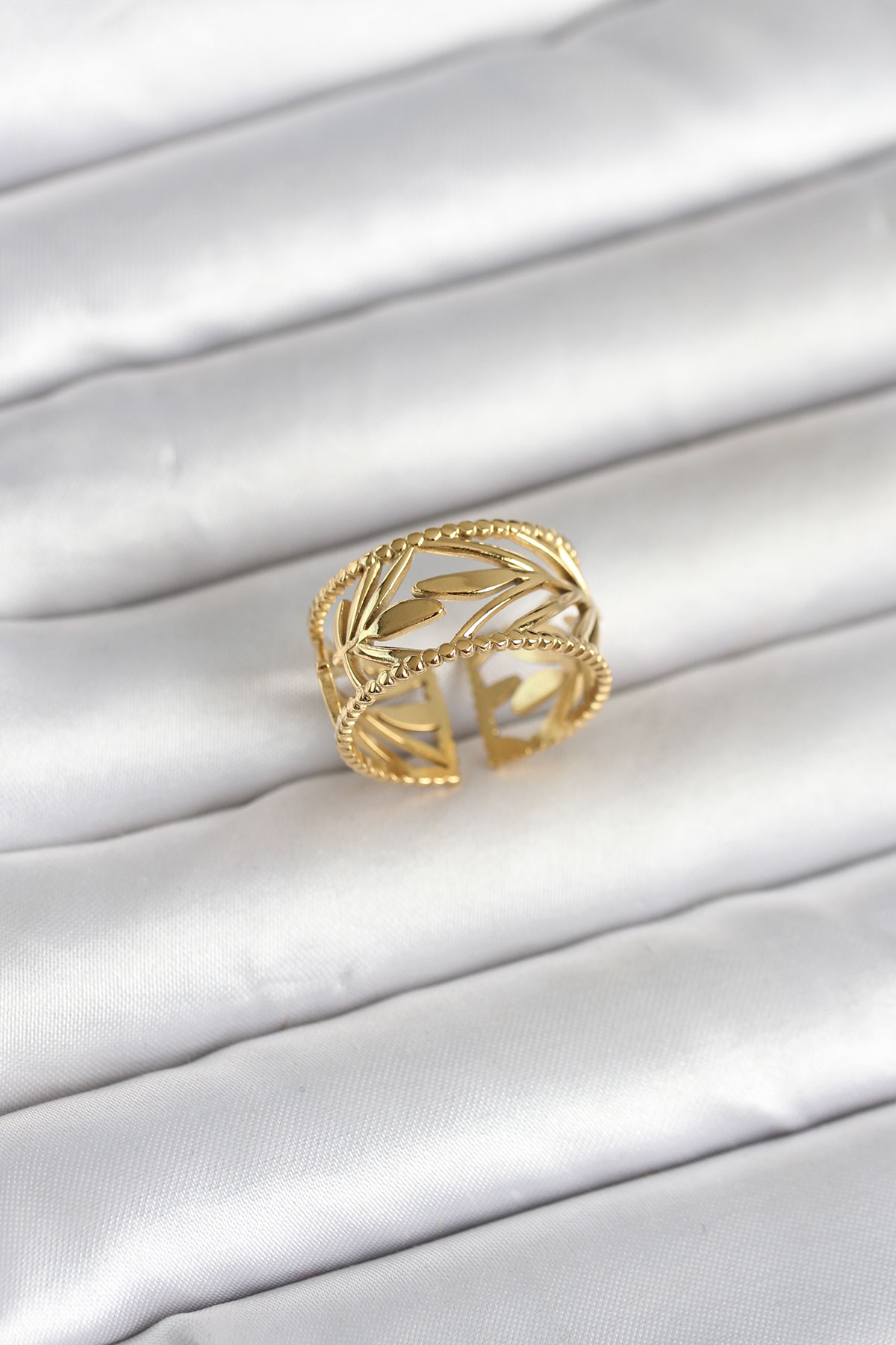 Tegan 316L Çelik Gold Renk Başak Model Kadın Yüzük TG27BYK4182